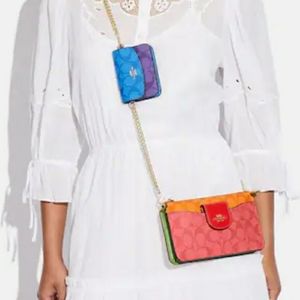 🌈Coach🌈Poppy Crossbody w/Card Case - Blocked Signature Canvas-NWT